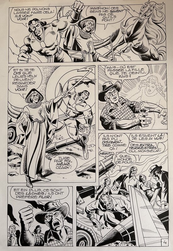 For sale - Franco Oneta, Jacques Lennoz, Jean-Yves Mitton, Oneta, Mustang#9, La guerre des Gronz, épisode inédit, planche n°4, Mustang#62, 1981. - Comic Strip