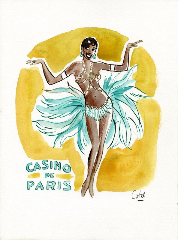 En vente - Catel – JOSÉPHINE BAKER – Dessin original pour une expo institutionnelle – R15 - Illustration originale
