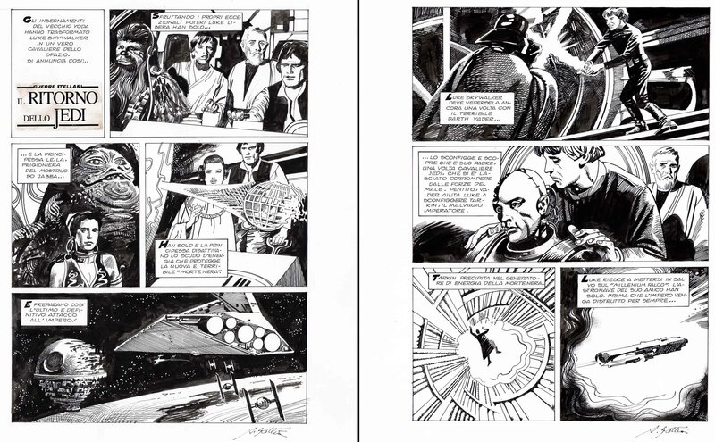 Gattia, Star Wars, il ritorno dello Jedi, Diptyque planches n°1&2, il giornalino, 1995 - Planche originale