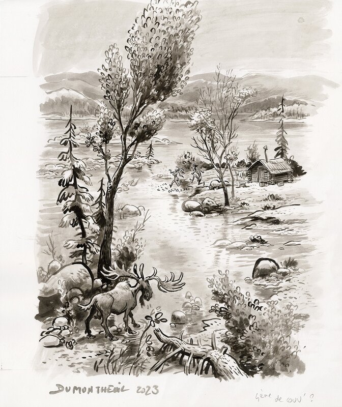 For sale - NICOLAS DUMONTHEUIL – Le Meunier Hurlant – Dessin original de quatrième de couverture - Original Illustration