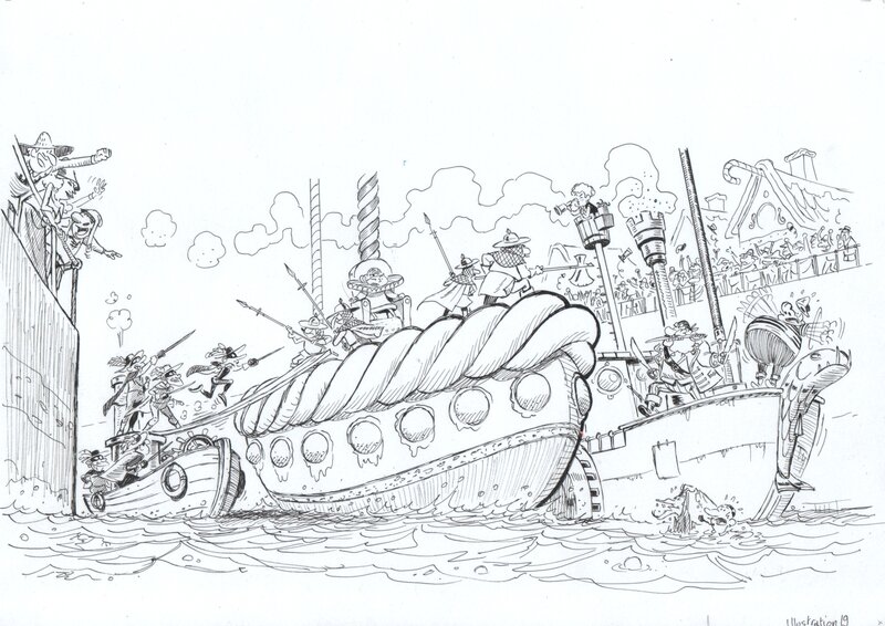For sale - Arnaud Poitevin - Fureur moustache p.94-95 - Original Illustration