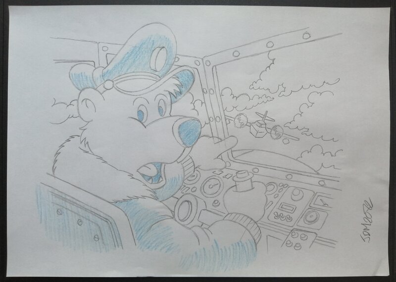 Olivier Fiquet, Baloo rencontre Taupe Gun - Illustration originale