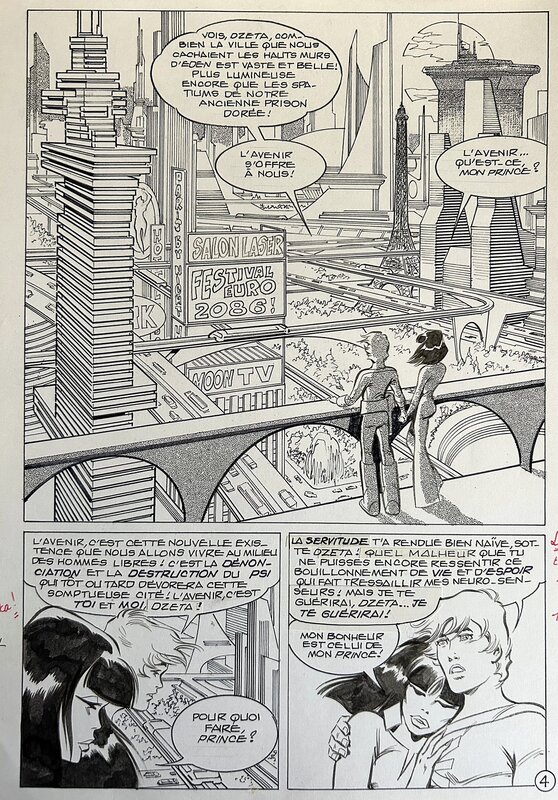 Jean-Yves Mitton, Maurice Chevalier, Mitton, Epsilon#7, Hors d’Eden, point de salut, épisode 1, planche nº4, Titan#94, 1986. - Planche originale