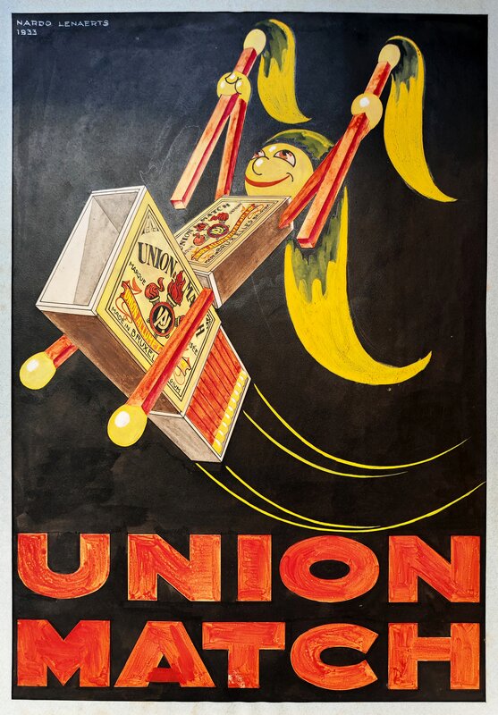 Nardo Lenaerts - Union Match Original Artwork Poster 1933 - Illustration originale