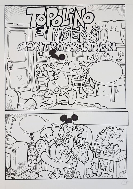 Giuseppe Ferrario, Tito Faraci, Topolino e i Misteriosi Contrabbandieri - Planche originale