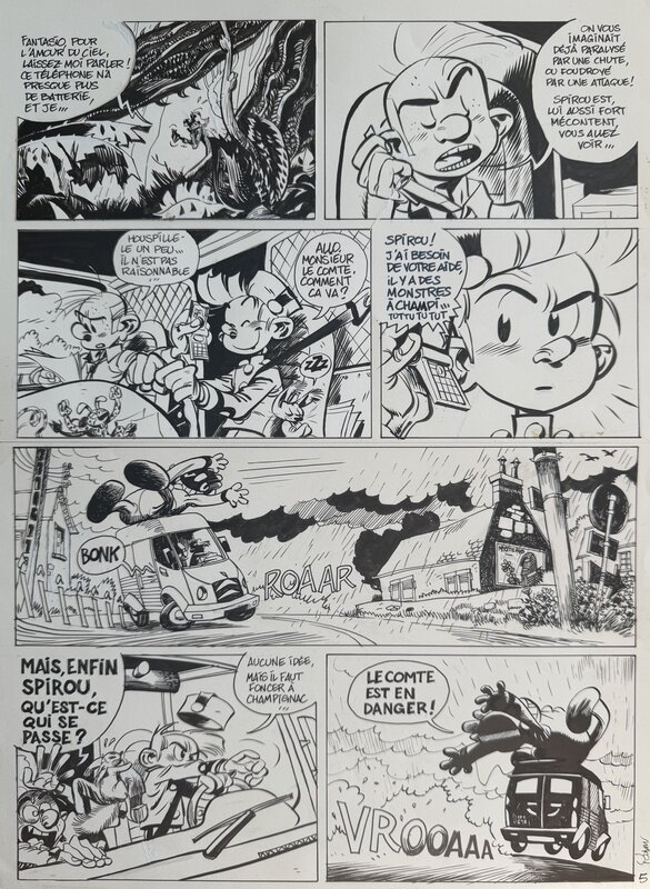 Yoann, Spirou et Fantasio - Alerte aux Zorkons - Planche originale