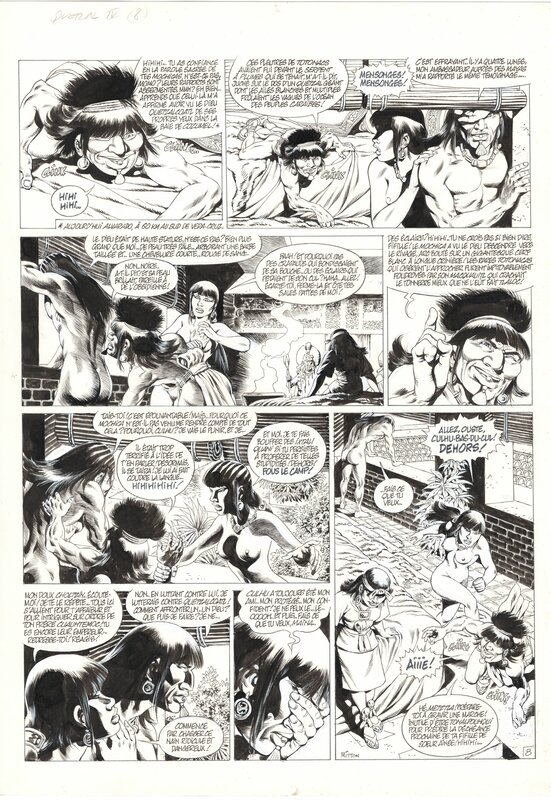 En vente - Jean-Yves Mitton, Quetzalcoatl t. 4 [Le Dieu des Caraibes] - Planche originale