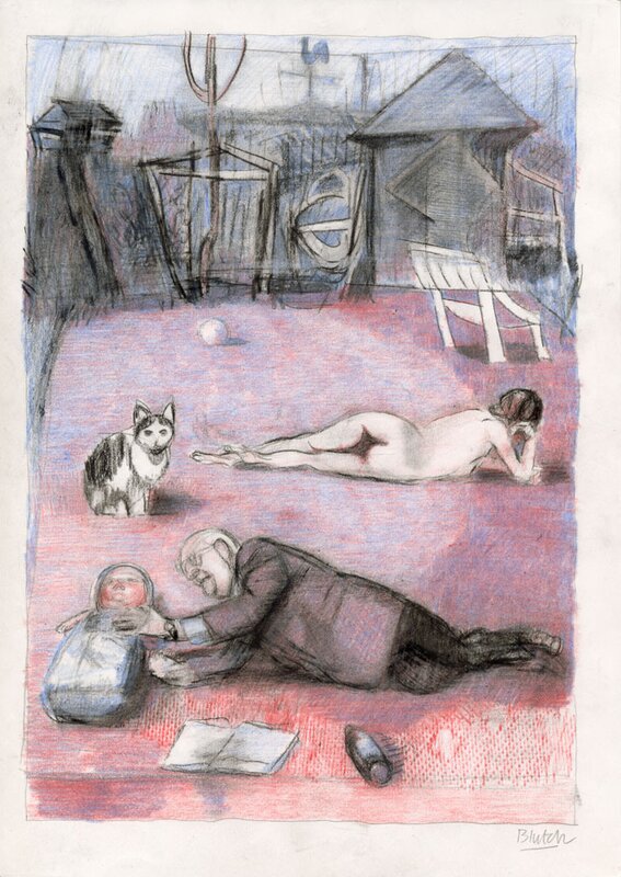 En vente - Blutch, La Beauté – dessin original 3 - Illustration originale
