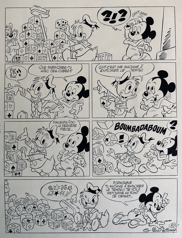 Claude Marin, Bélom, Gérard Cousseau, Walt Disney, Marin, Bébés Disney, planche gag 201, JM#1984, 1990. - Comic Strip