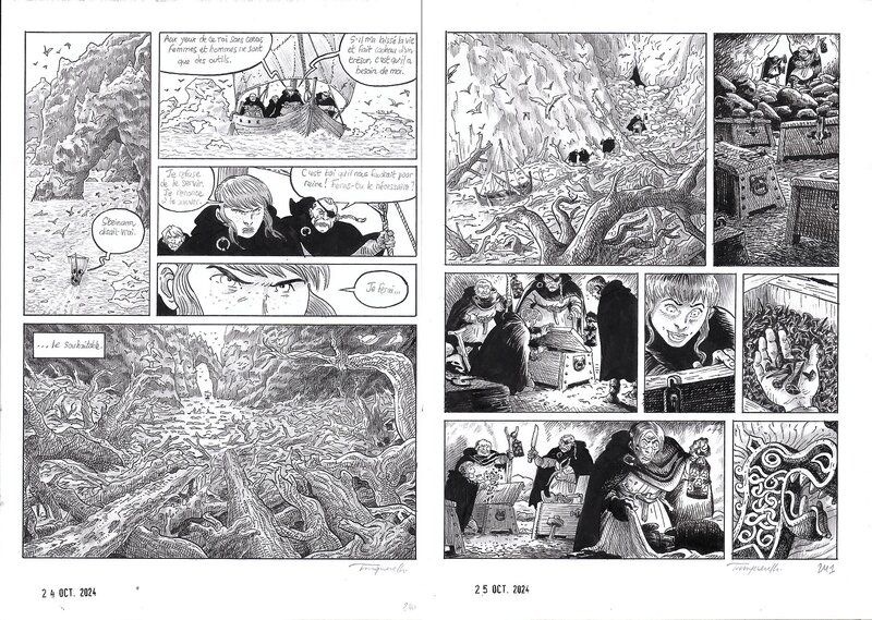 Hervé Tanquerelle, Alain Ayroles, Planche 240 et 241 de « La Terre Verte ». - Planche originale