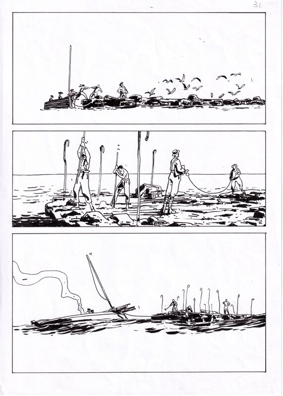 En vente - Trois éclats blancs par Bruno Le Floc'h - Planche originale
