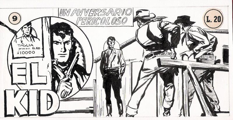Dino Battaglia, El Kid # 9 strip format comic book first series - cover - 1955 - Couverture originale
