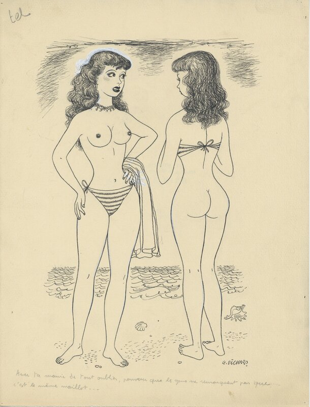 Georges Pichard, Ah comme cela va être agréable de retrouver les charmes de la plage - Illustration originale