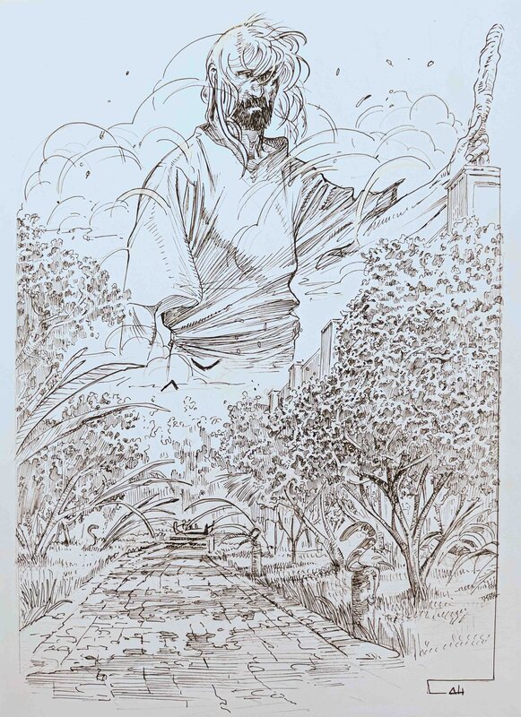 En vente - Roberto Ali, Les 7 Merveilles - Tome 2 Les jardins de Babylone - Illustration originale