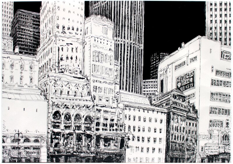 Nicolas De Crécy, New-York sur Loire - Quartier de la mode et de la confection - Original Illustration