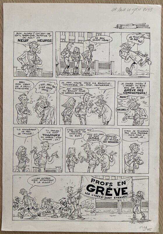 En vente - Pica, Pierre Tranchand, Erroc, Planche Originale PICA - Les profs - Planche originale