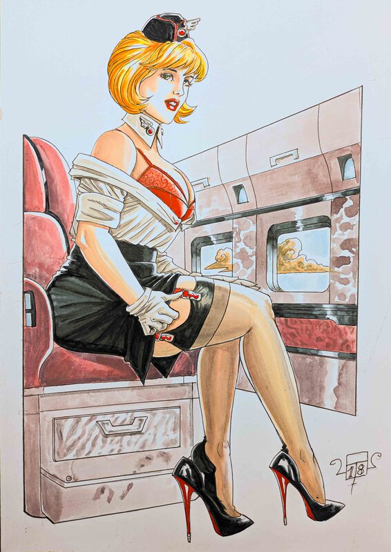 En vente - Franck Tacito, Natasha Pin-Up (Hommage) - Illustration originale