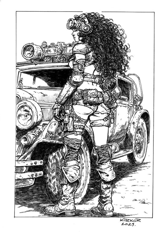 For sale - Arkadiusz Klimek, Planétoïde sans loi  - Femmes travailleuses steampunk - Original Illustration