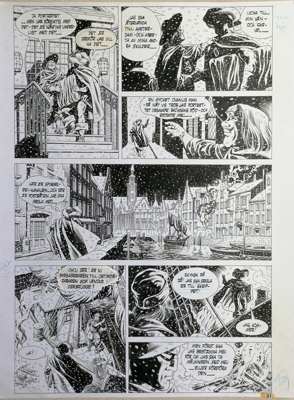 En vente - Jean-Yves Mitton, Le fantôme, mort à Bruges - Planche originale