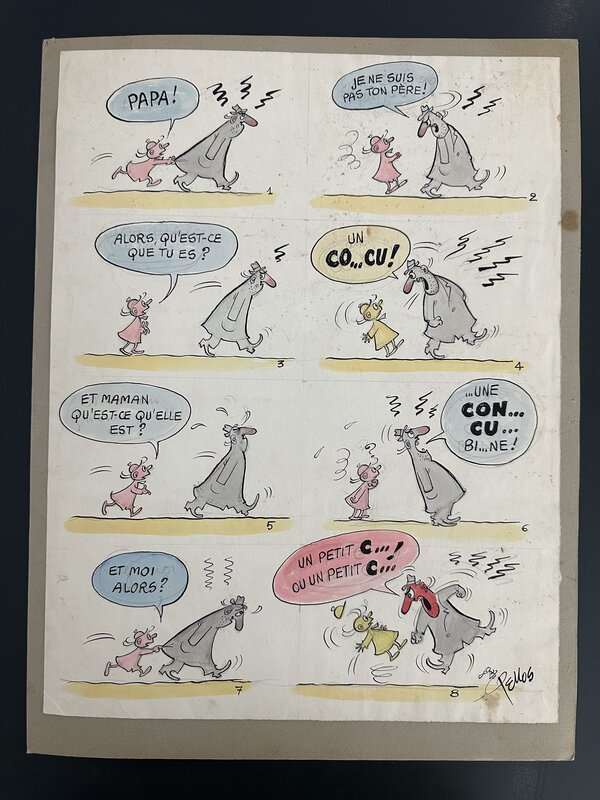 En vente - René Pellos Planche Originale Dessin Humoristique Illustration Presse CIRCA 1950 - Planche originale