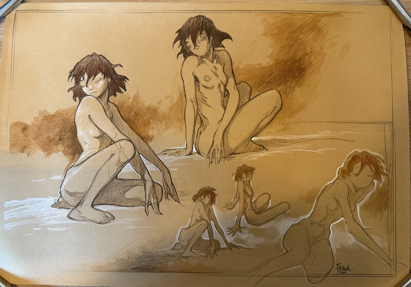 En vente - Manon esquisses par Frank Pé - Illustration originale