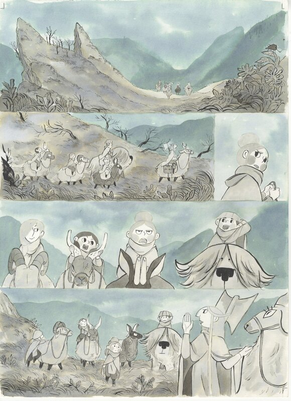 En vente - Amélie Flechais, Amélie Fléchais - planche originale Bergères Guerrières tome 1 p.59 - Planche originale