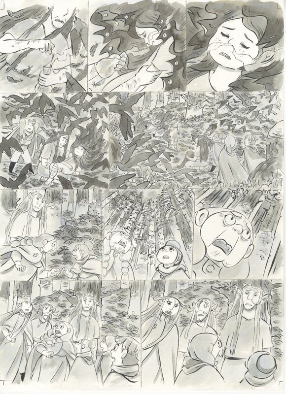 En vente - Amélie Flechais, Jonathan Garnier, Amélie Fléchais - planche originale Bergères Guerrières tome 2 p.49 - Planche originale