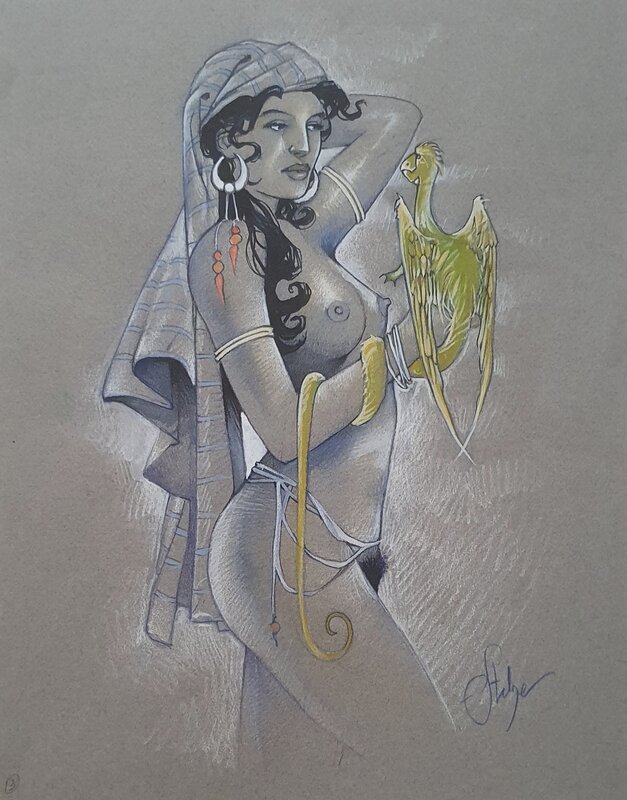 Nue sous le Souffle Draconique - Stalner - Illustration originale