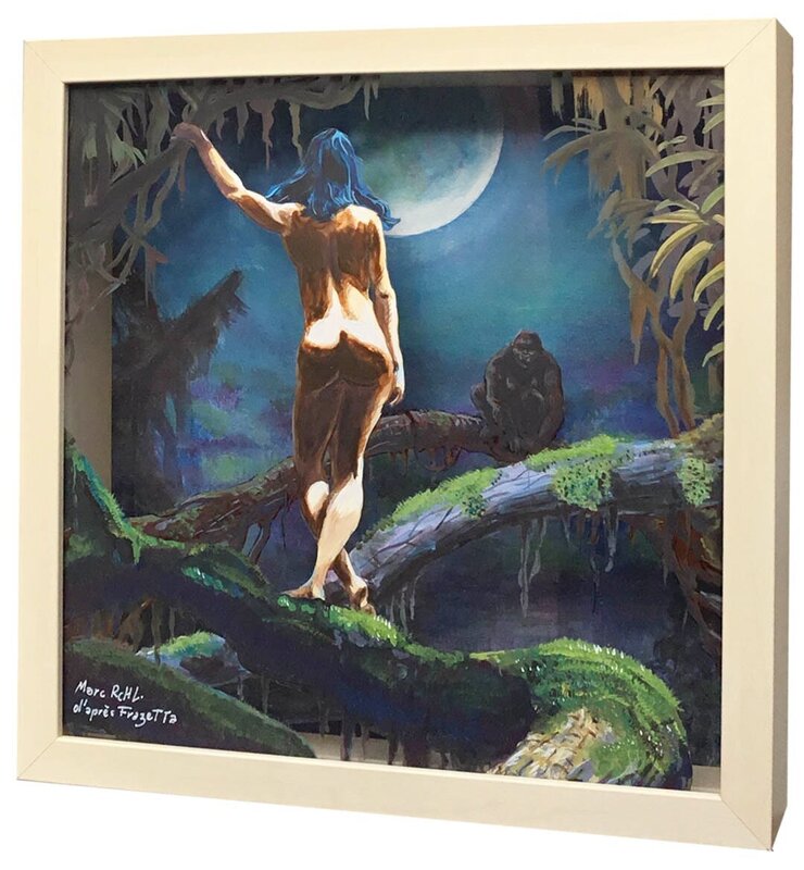 For sale - Marc Rouchairoles, Femme et Gorille d'après Frazetta - Original art
