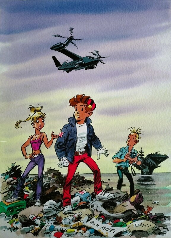 Dany, Spirou et la Gorgone bleue - Original Illustration