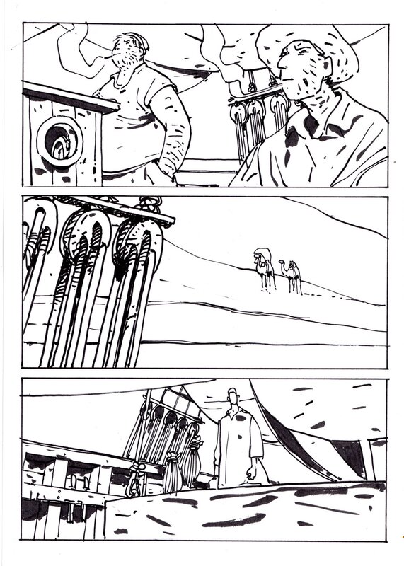 En vente - Bruno Le Floc'h, Paysage au chien rouge - Planche originale