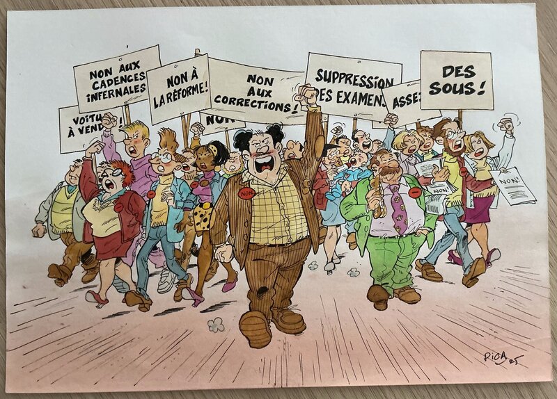 Pica, Erroc, Pierre Tranchand, Dessin Original Les profs - Planche originale