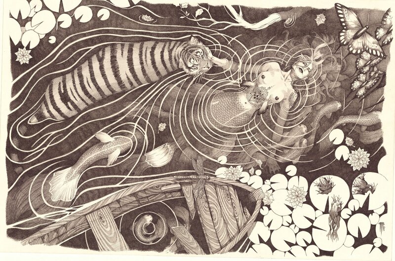 En vente - Philippe Bringel, La sirène apprivoisée - Illustration originale