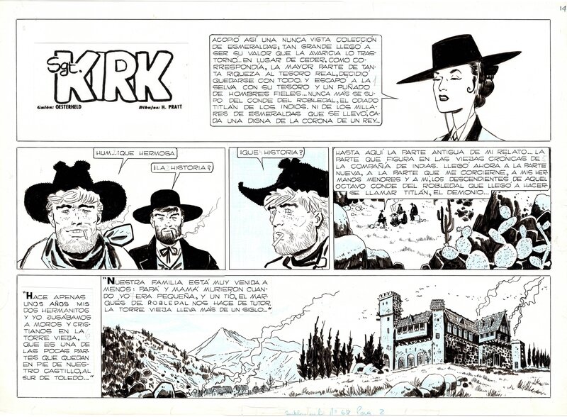 En vente - Hugo Pratt, Hector Oesterheld, Sgt. Kirk [El castillo de Titlàn] - Planche originale