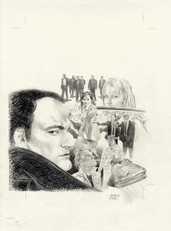En vente - Vince, L’amérique de Quentin Tarantino – illustration originale de couverture du Un hebdo - Illustration originale