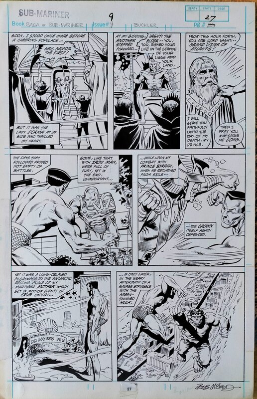 Rich Buckler, Bob McLeod, The saga of the Sub-Mariner #9 page 27 - Illustration originale
