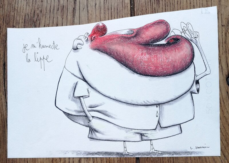 En vente - Laurent Houssin, Je m'humecte la lippe - Illustration originale