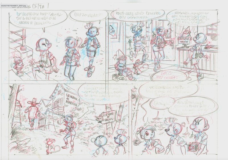 En vente - Charel Cambré, Marc Legendre, André Franquin, Jean-Claude Fournier, SPIROU ET LE LOUP-GAROU - Planche originale