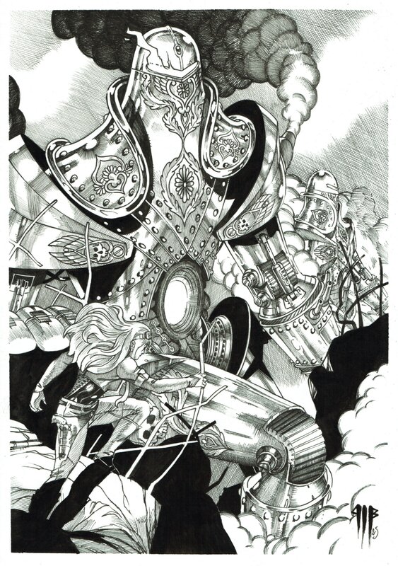 For sale - Emma vs Robots by Philippe Bringel - Original Illustration