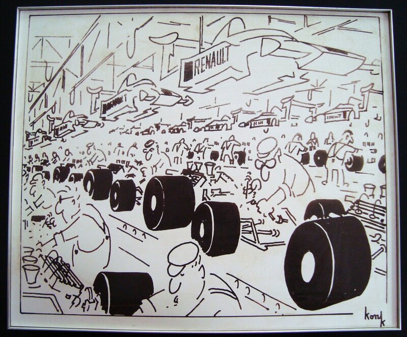 En vente - KONK, Chaine de montage , Renault formule 1 - Planche originale