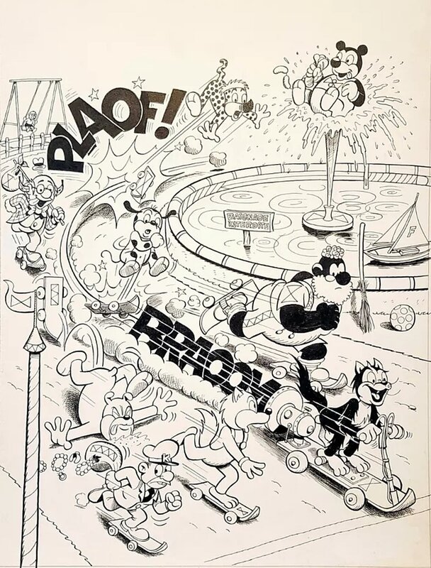Patrice Croci, José Cabrero Arnal, Roger Mas, Croci, illustration jeux Hercule, 1980. - Illustration originale
