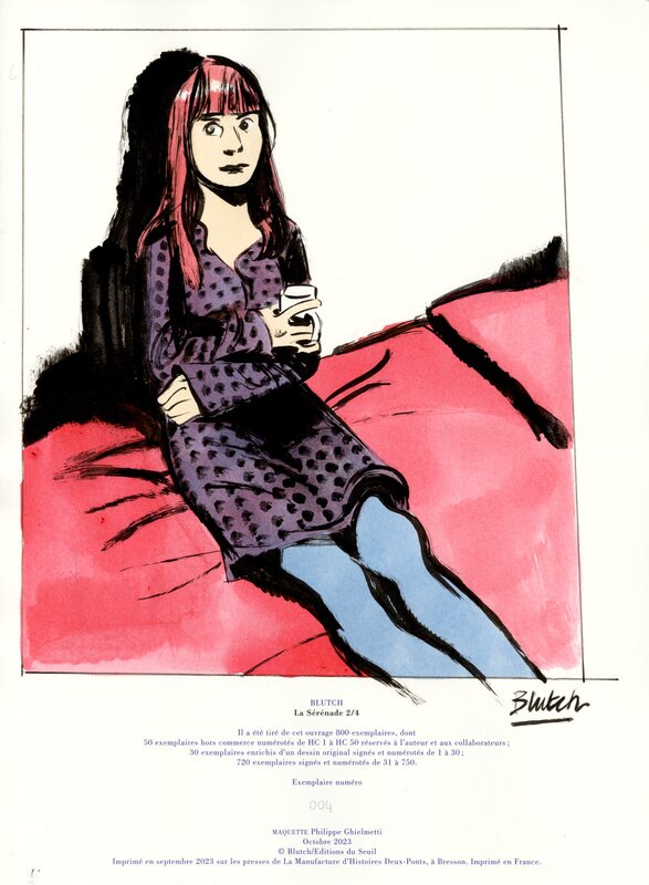 For sale - Blutch, Portfolio La Sérénade – Volume 2 – Exemplaire N°004 avec dessin original - Original Illustration
