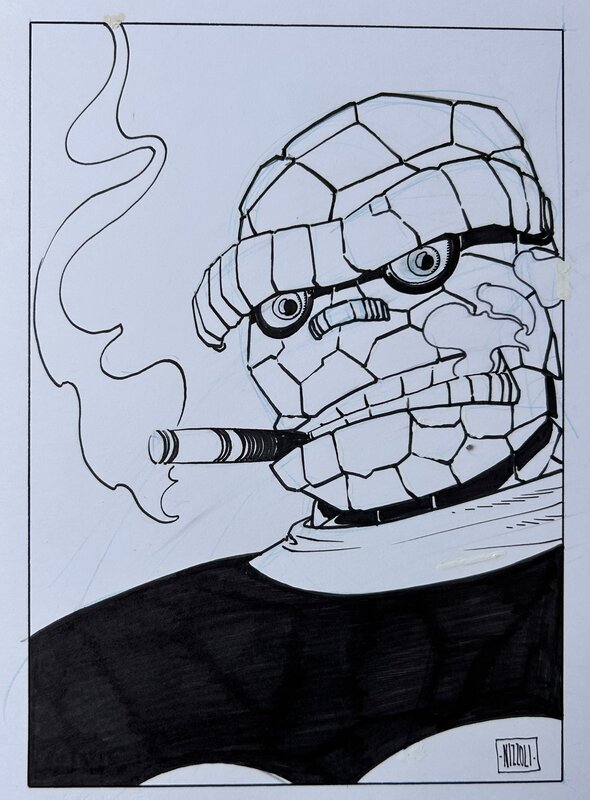 Marco Nizzoli, Jack Kirby, Stan Lee, Nizzoli, La chose, illustration carte poker l’As de carreau, 1995. - Original Illustration