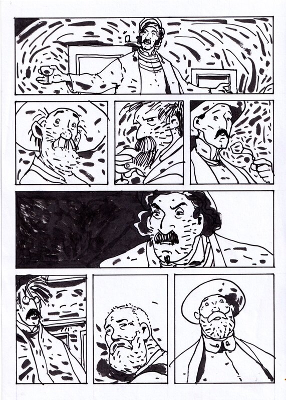 En vente - Bruno Le Floc'h, Paysage au chien rouge - Planche originale