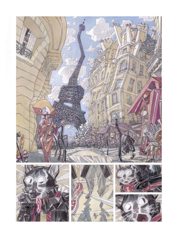 En vente - Andréi Arinouchkine, Le chat-peintre. Planche 36 - Planche originale