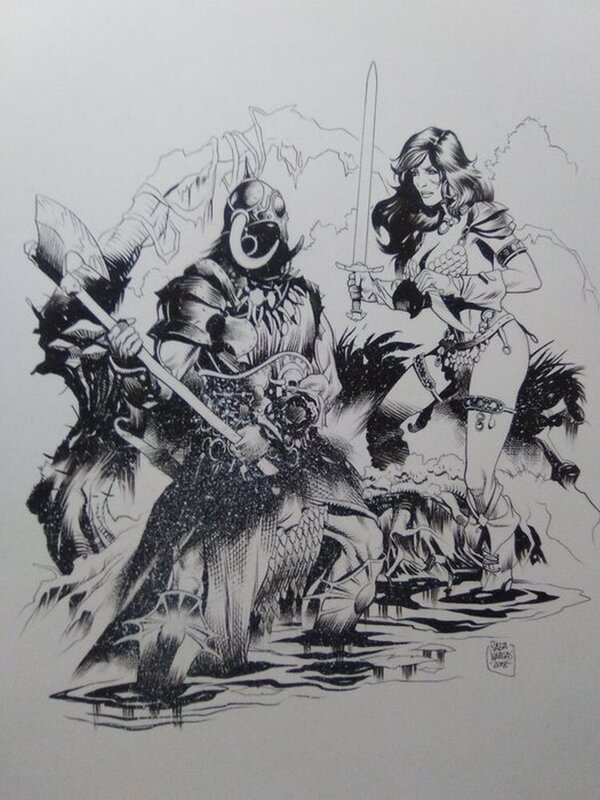 Rafael Vargas, Death Dealer Vs Red Sonja - Illustration originale