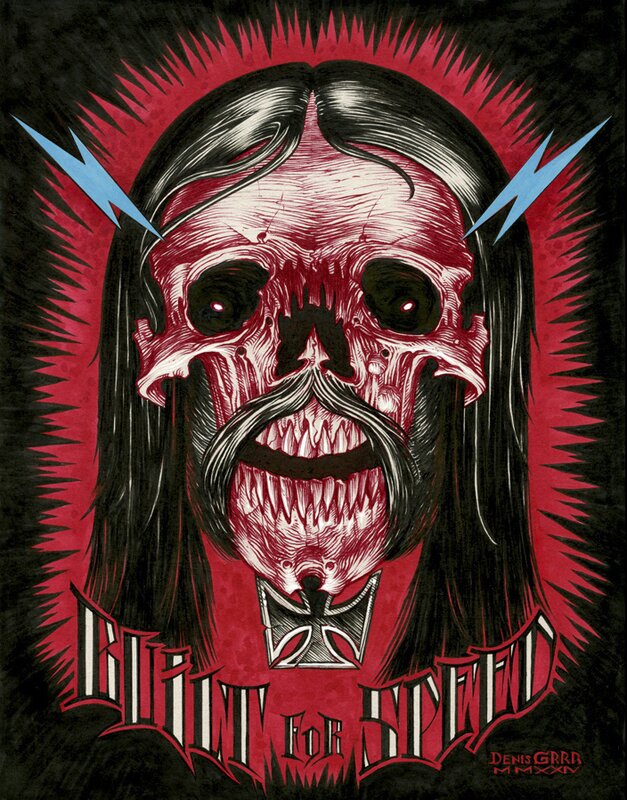 For sale - Denis GRRR, Built for Speed (Hommage à Lemmy de Motörhead) - Original Illustration