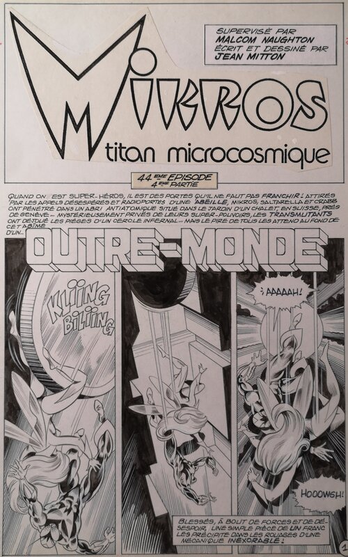 Jean-Yves Mitton, Tryptique Mikros Titan microscopique avec page titre Outre-Monde - Comic Strip