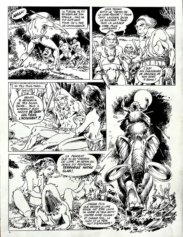 For sale - André Chéret, RAHAN : PLANCHE ORIGINALE N°2 LE VENGEUR DE LA LUNE RONDE (Signée) - Comic Strip