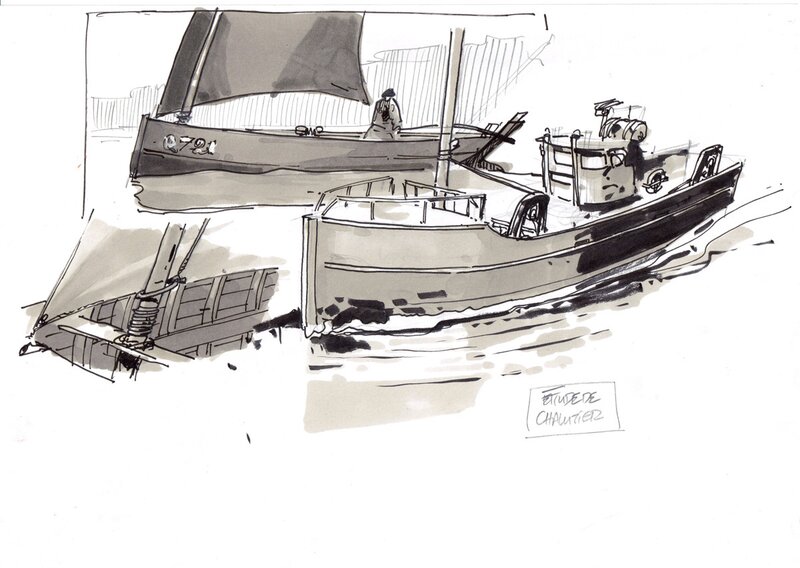 For sale - Chalutiers by Bruno Le Floc'h - Original Illustration